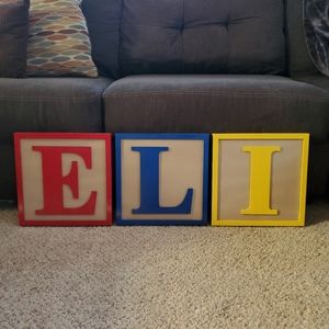 Home made wooden block letters
